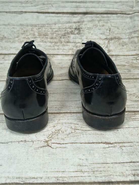 Dolce Gabbana Luxury Black High Shine Wingtip Leather Oxfords Men Size 8.5 main image 4
